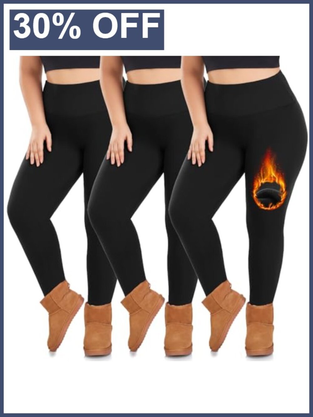 Plus Size Fleece Lined Leggings High Waist Tummy Control Winter Yoga Pants 3